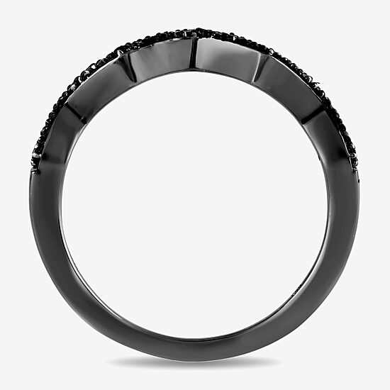 Midnight Black Womens 1/10 CT. T.W. Natural Black Diamond Sterling Silver Cocktail Ring