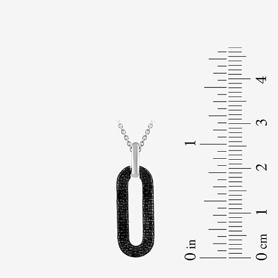 Midnight Black Womens 1/5 CT. Natural Black Diamond Sterling Silver Paperclip 16 Inch Pendant Necklace