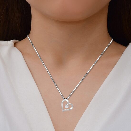 Womens 1/10 CT. T.W. Lab Grown White Diamond Sterling Silver 18 Inch Pendant Necklace