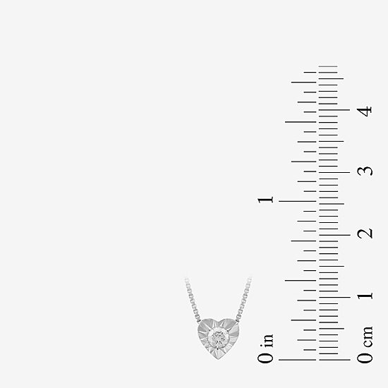 Womens 1/10 CT. T.W. Lab Grown White Diamond Sterling Silver Heart 18 Inch Pendant Necklace