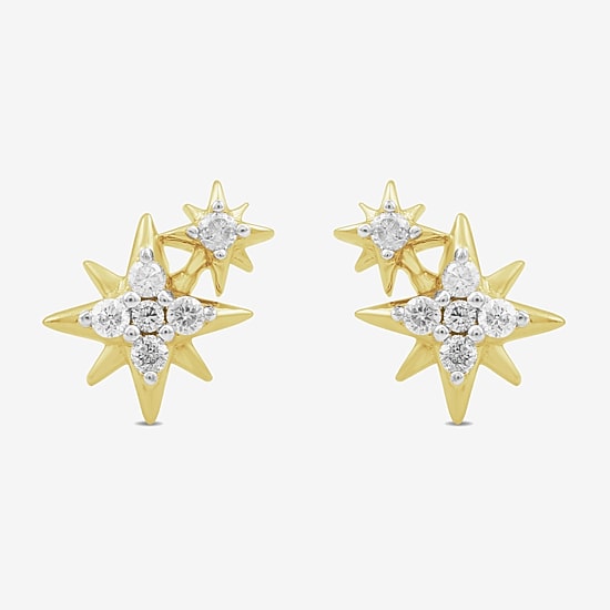 North Star 1/10 CT. T.W. Lab Grown White Diamond 8.5mm Star Stud Earrings