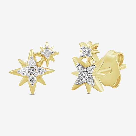 North Star 1/10 CT. T.W. Lab Grown White Diamond 8.5mm Star Stud Earrings