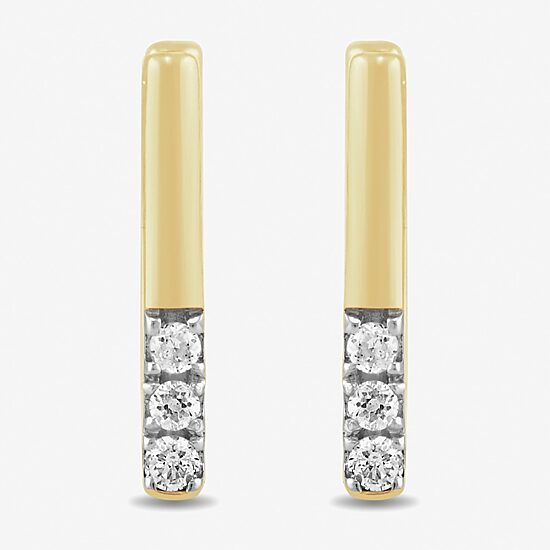 Womens 1/10 CT. T.W. Lab Grown White Diamond 13.9mm Rectangular Hoop Earrings