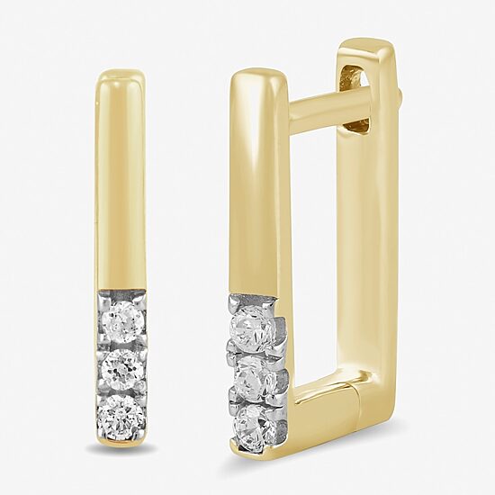 Womens 1/10 CT. T.W. Lab Grown White Diamond 13.9mm Rectangular Hoop Earrings