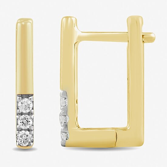 Womens 1/10 CT. T.W. Lab Grown White Diamond 13.9mm Rectangular Hoop Earrings