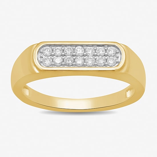 Womens 1/5 CT. Lab Grown White Diamond 14K Gold Over Silver Anniversary Cocktail Ring