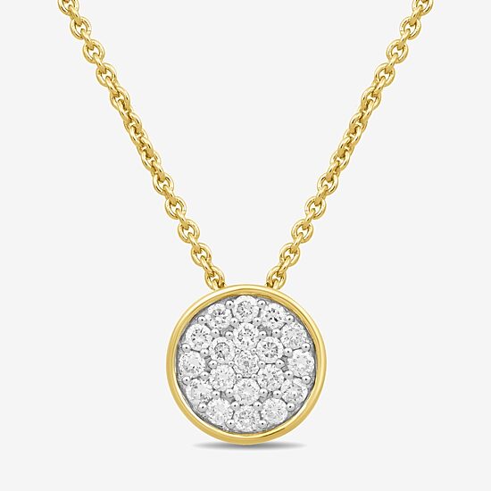 Womens 1/5 CT. Lab Grown White Diamond 14K Gold Over Silver Round 18 Inch Pendant Necklace