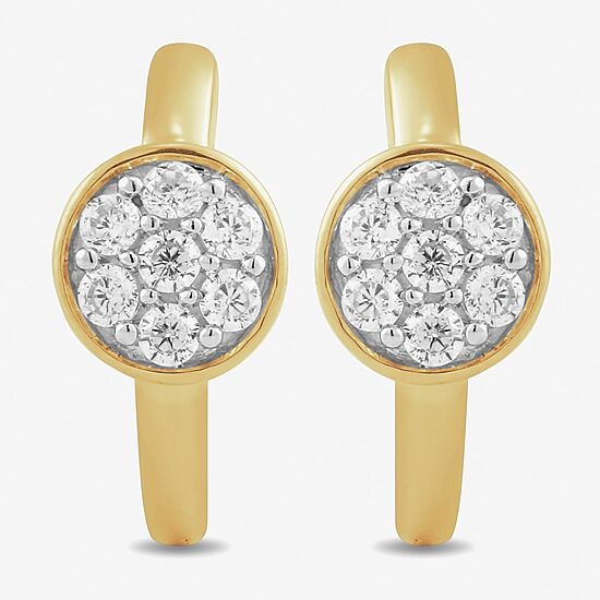 Womens 1/5 CT. Lab Grown White Diamond 14K Gold Over Silver 12.4mm Round Hoop Earrings