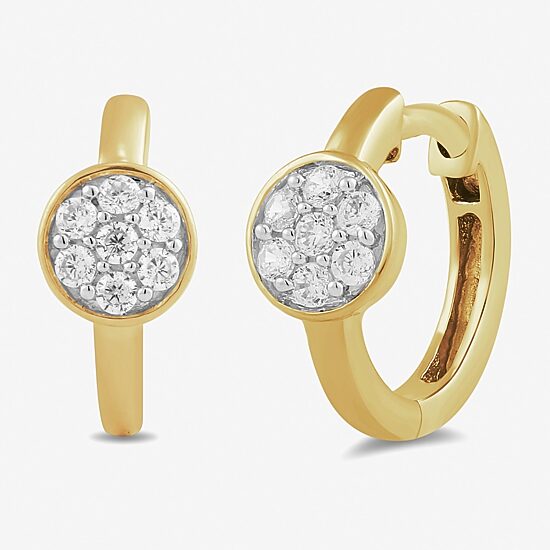 Womens 1/5 CT. Lab Grown White Diamond 14K Gold Over Silver 12.4mm Round Hoop Earrings