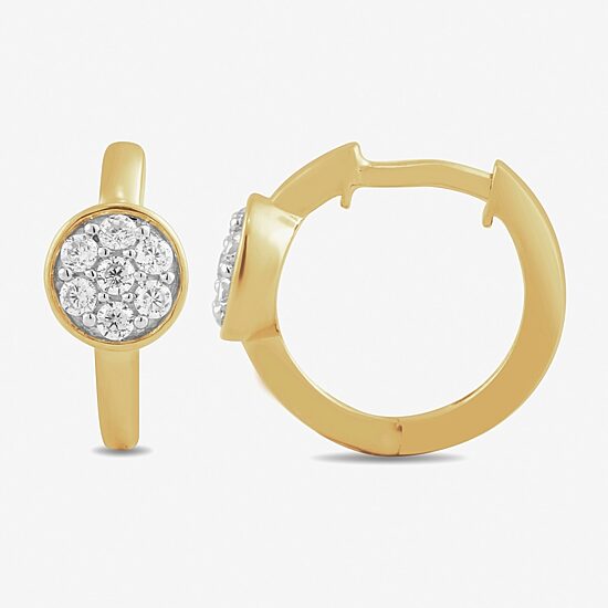 Womens 1/5 CT. Lab Grown White Diamond 14K Gold Over Silver 12.4mm Round Hoop Earrings