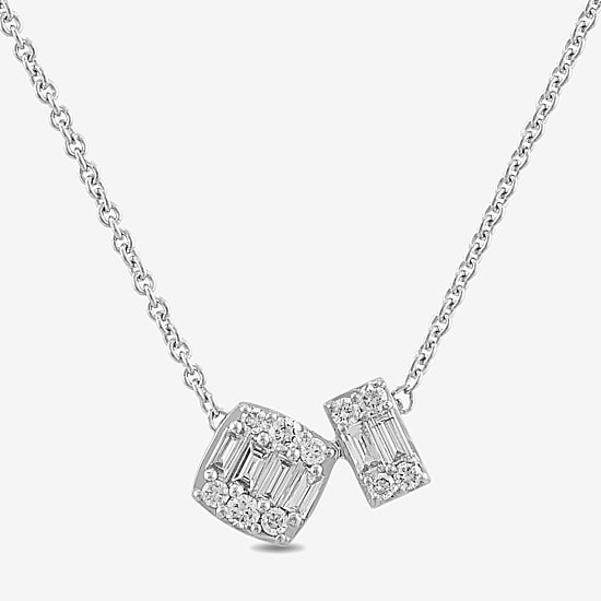 Womens 1/4 CT. T.W. Lab Grown White Diamond Sterling Silver 18 Inch Pendant Necklace