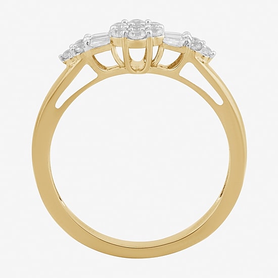 Womens 1/3 CT. T.W. Lab Grown White Diamond 14K Gold Over Silver Cocktail Ring