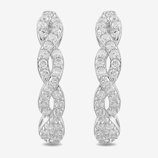 Womens 1/2 CT. T.W. Lab Grown White Diamond Sterling Silver 19.4mm Hoop Earrings