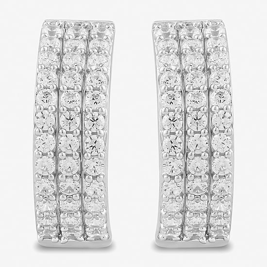 Womens 1/2 CT. T.W. Lab Grown White Diamond Sterling Silver 14.4mm Hoop Earrings