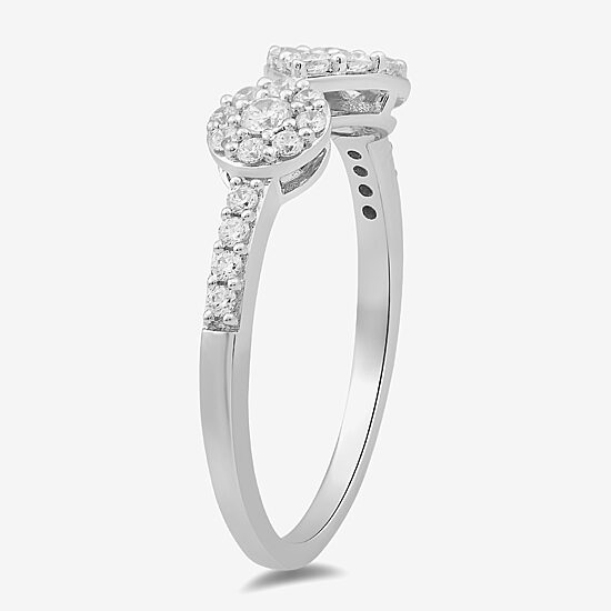 Womens 1/2 CT. T.W. Lab Grown White Diamond Sterling Silver Cocktail Ring