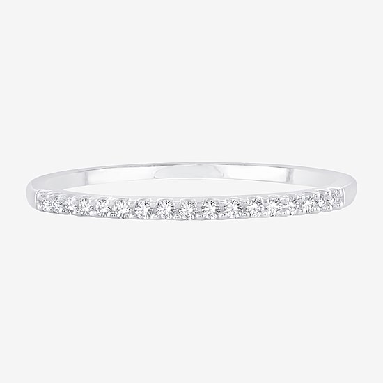 Womens 1/8 CT. T.W. Natural White Diamond 10K Gold Wedding Band