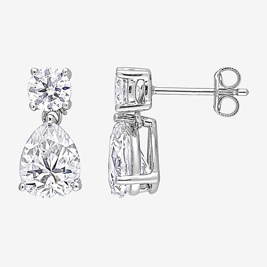 Womens 5 CT. T.W. Lab Created White Moissanite Sterling Silver Drop Earrings