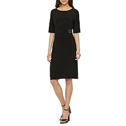 jessica howard black dress Jessica Howard Bell-Sleeve Mockneck Shift Dress, Womens, 14, Black