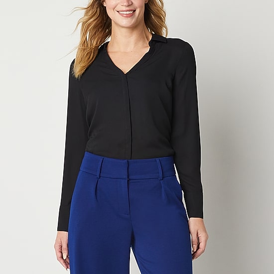 Liz Claiborne Womens Tall Long Sleeve Blouse