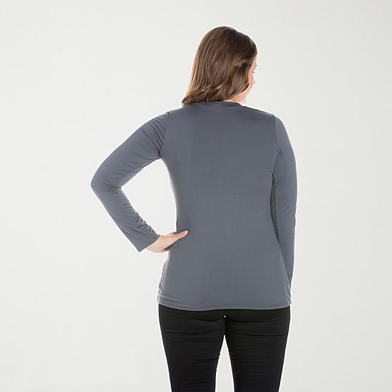 24seven Comfort Apparel Womens Plus Scoop Neck Long Sleeve T-Shirt