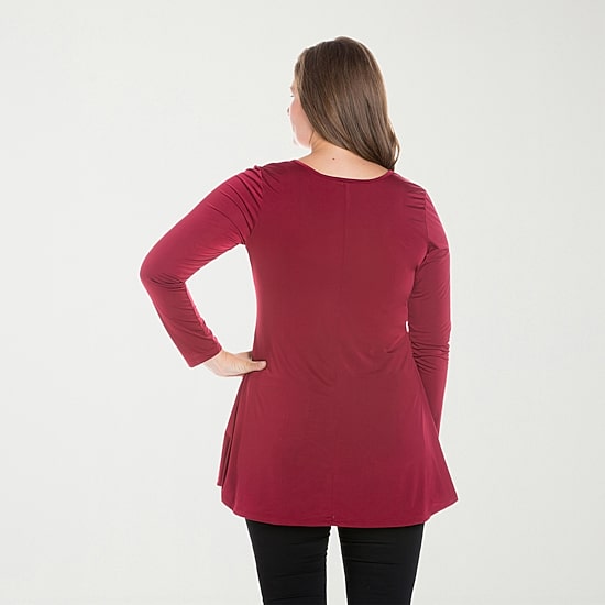 24seven Comfort Apparel Womens Plus Long Sleeve Regular Fit Henley Shirt