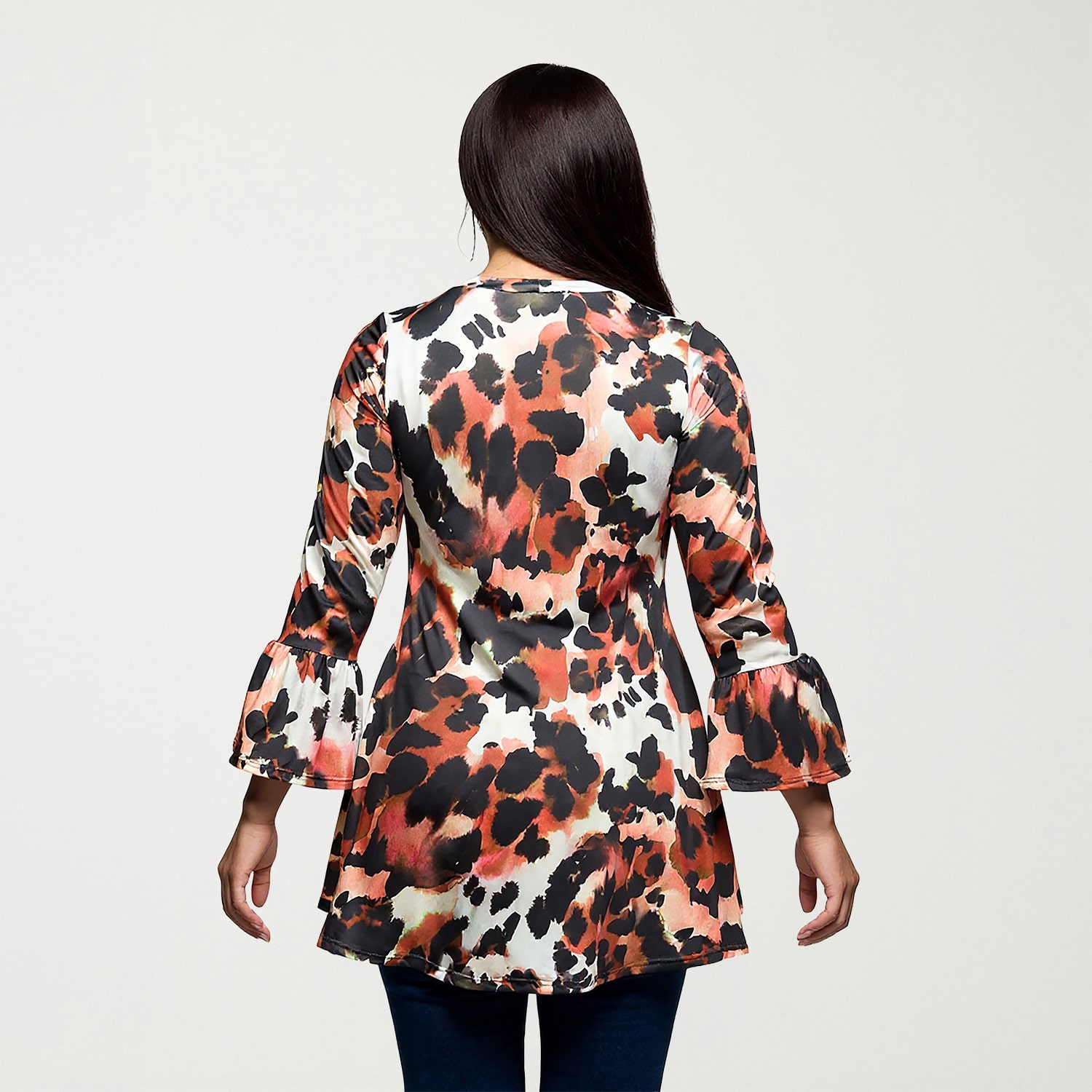 24seven Comfort Apparel Plus Womens U Neck Long Sleeve Tunic Top