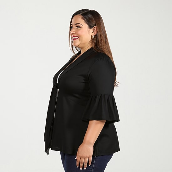 24seven Comfort Apparel Womens Long Sleeve Open Front Plus Cardigan