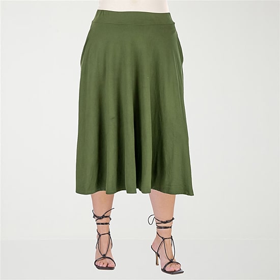 24seven Comfort Apparel Womens Plus Pleated Skirt