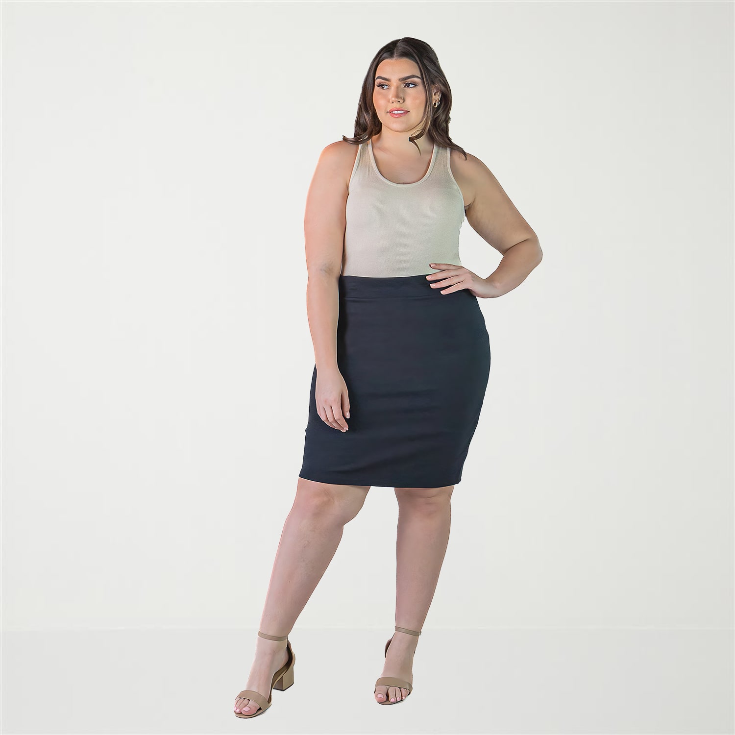 24seven Comfort Apparel Womens Plus Pencil Skirt