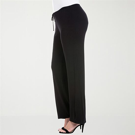 24seven Comfort Apparel Womens Plus Wide Leg Drawstring Pant