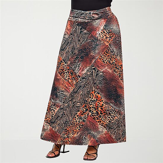 24seven Comfort Apparel Womens Plus Maxi Skirt