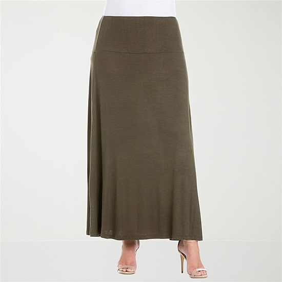 24seven Comfort Apparel Womens Plus Maxi Skirt