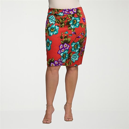 24seven Comfort Apparel Womens Plus Pencil Skirt