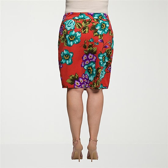 24seven Comfort Apparel Womens Plus Pencil Skirt