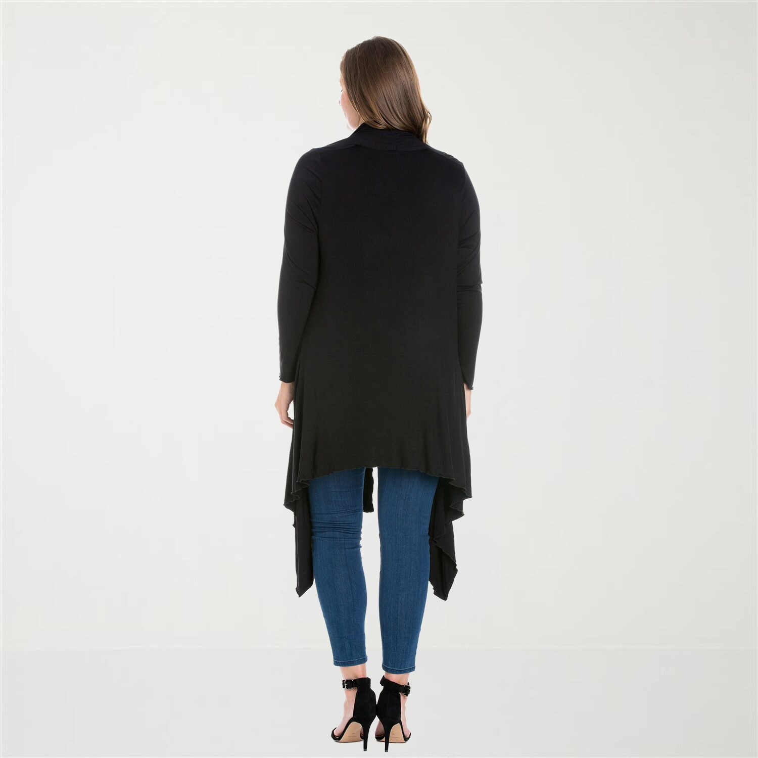24seven Comfort Apparel Womens Long Sleeve Open Front Plus Cardigan