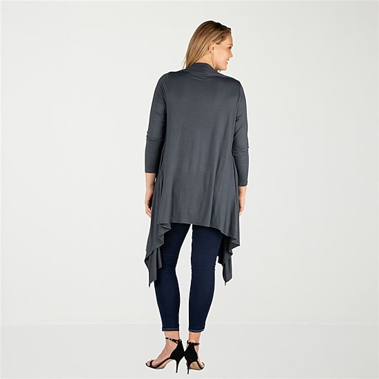 24seven Comfort Apparel Womens Long Sleeve Open Front Plus Cardigan