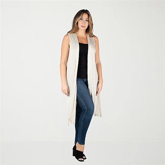 24seven Comfort Apparel Womens Sleeveless Open Front Plus Cardigan