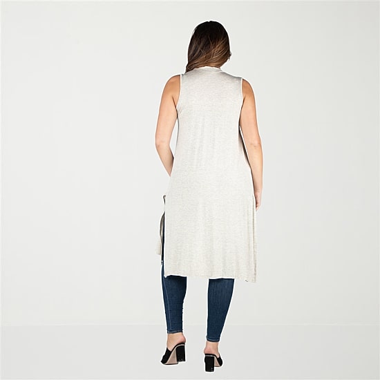 24seven Comfort Apparel Womens Sleeveless Open Front Plus Cardigan