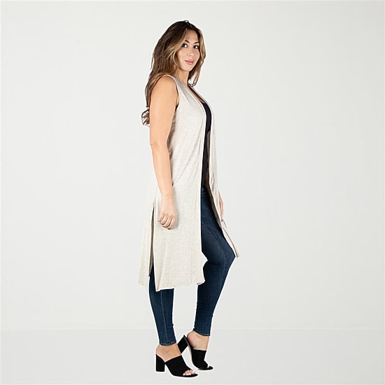 24seven Comfort Apparel Womens Sleeveless Open Front Plus Cardigan