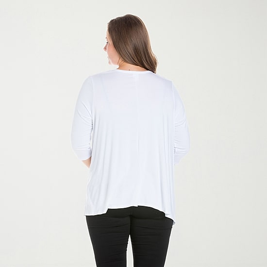 24seven Comfort Apparel Womens Elbow Sleeve Open Front Plus Cardigan