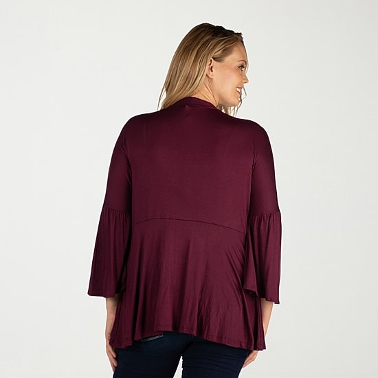 24seven Comfort Apparel Womens Long Sleeve Open Front Plus Cardigan