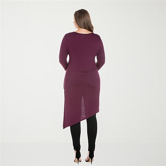 24seven Comfort Apparel Plus Womens Round Neck Long Sleeve Tunic Top
