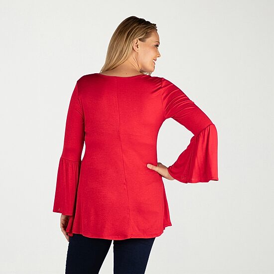 24seven Comfort Apparel Plus Womens Scoop Neck Long Sleeve Tunic Top