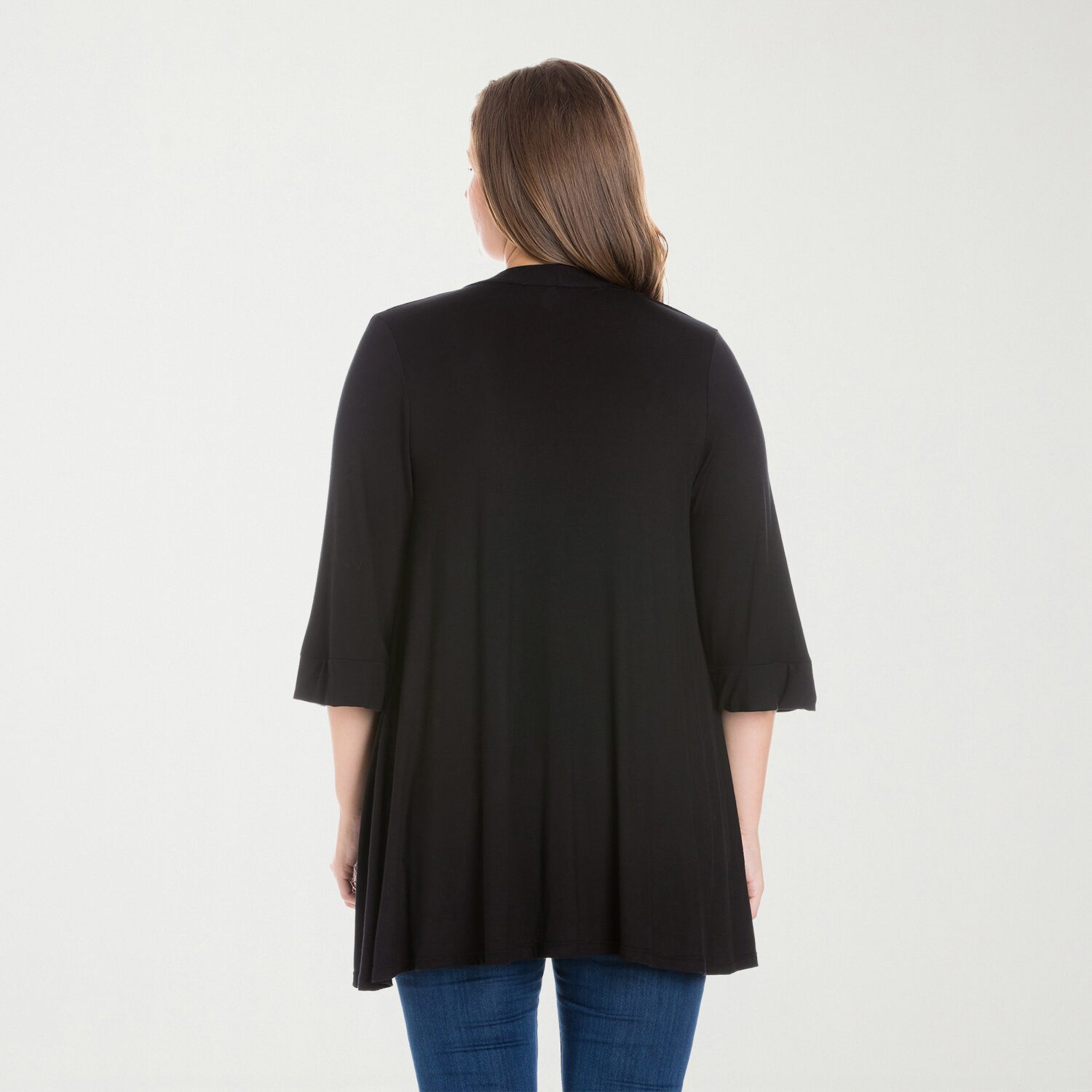 24seven Comfort Apparel Womens Elbow Sleeve Open Front Plus Cardigan