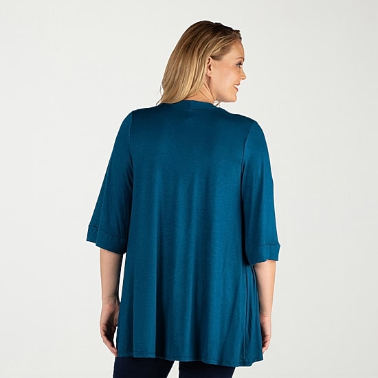 24seven Comfort Apparel Womens Elbow Sleeve Open Front Plus Cardigan