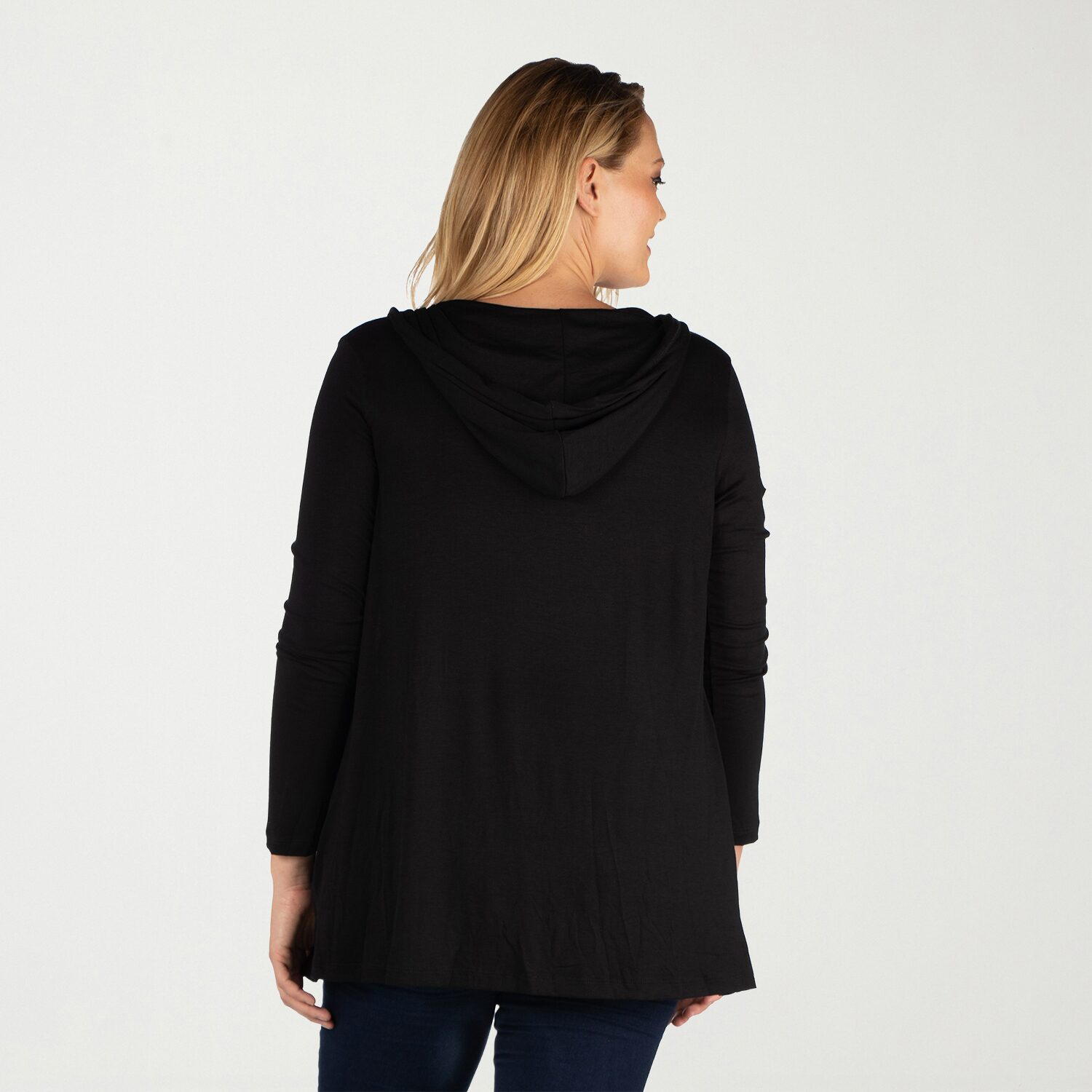 24seven Comfort Apparel Womens Hooded Long Sleeve Open Front Plus Cardigan