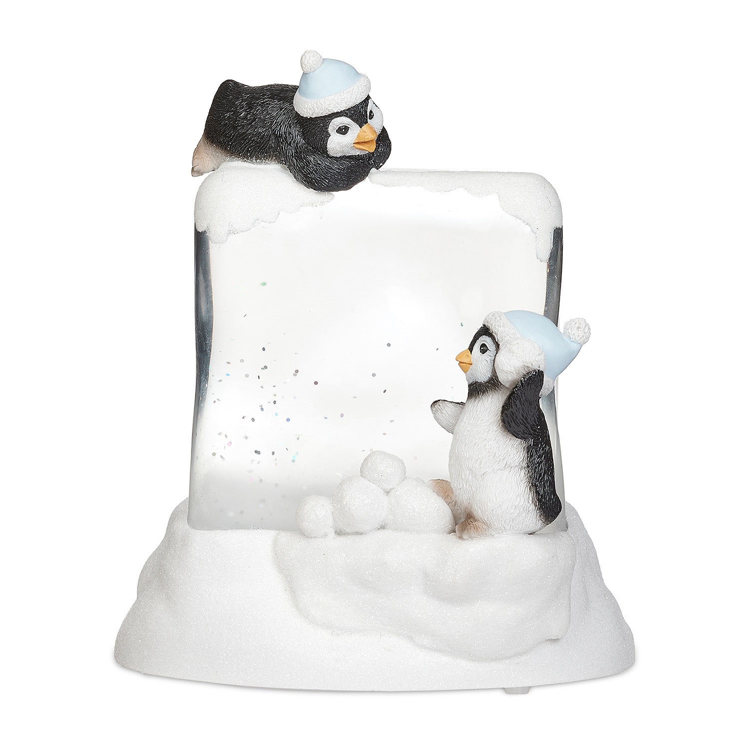 Roman 7"H Lighted Swirl Penguins On Cube Christmas Tabletop Decor