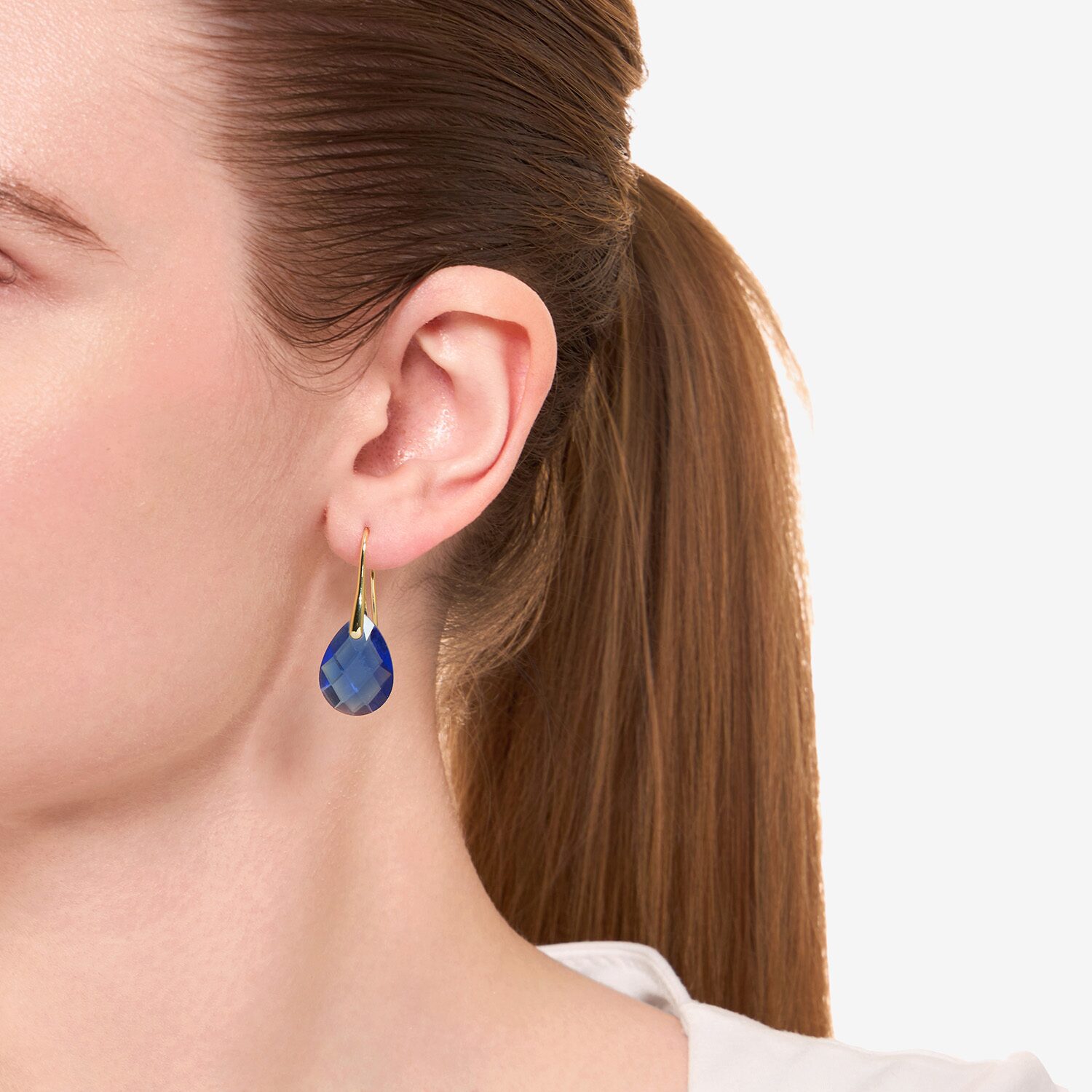 Sparkle Allure Womens Blue Crystal 14K Gold Over Brass Drop Earrings