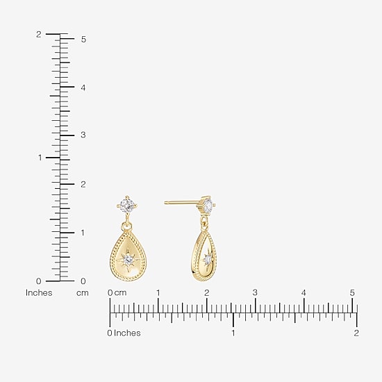 Sparkle Allure Womens Cubic Zirconia 14K Gold Over Brass Drop Earrings