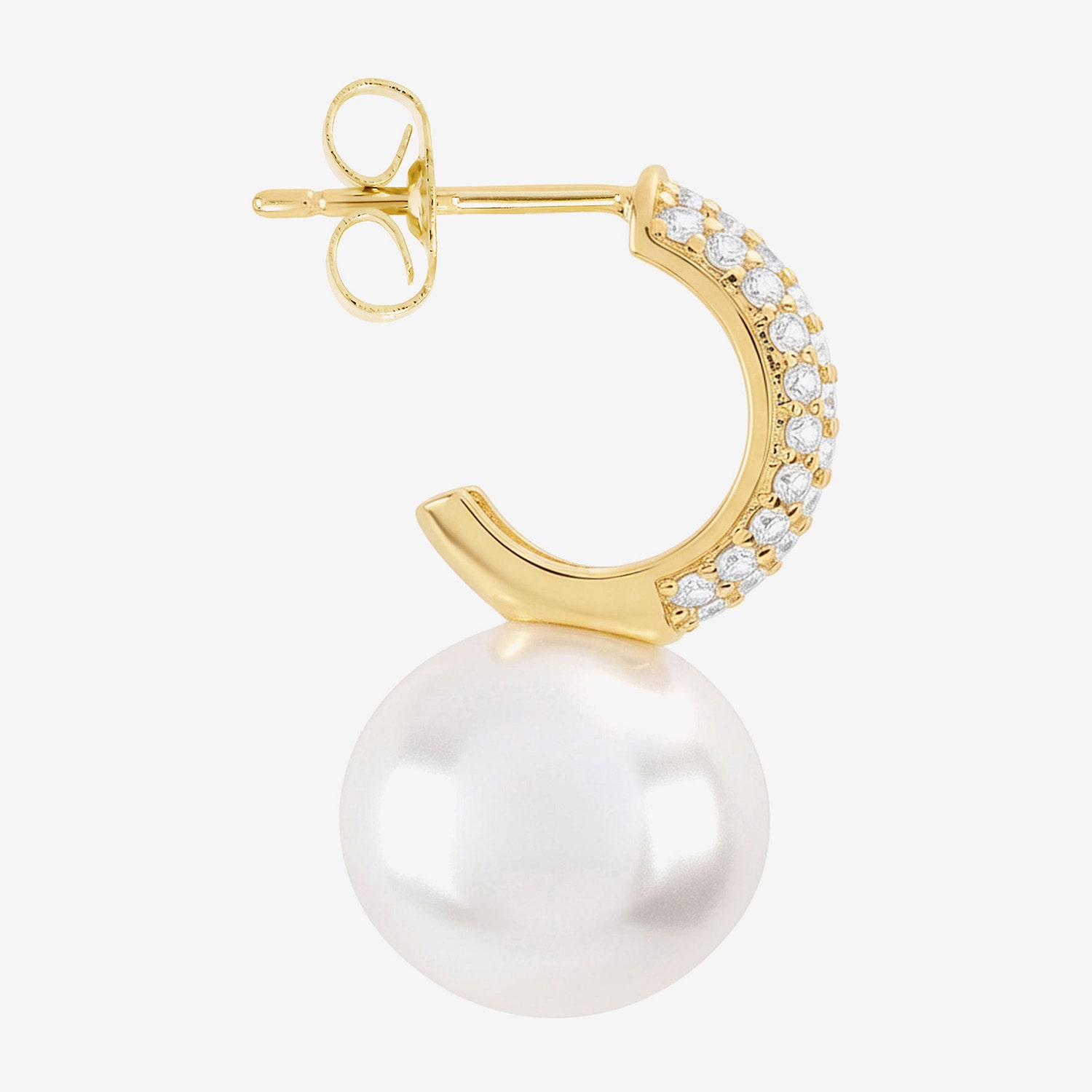 Sparkle Allure Womens Cubic Zirconia Simulated Pearl 14K Gold Over Brass 22mm Hoop Earrings